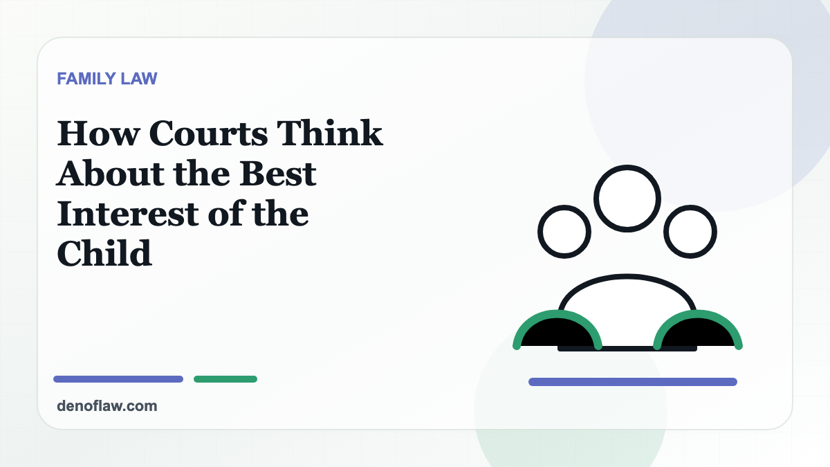 Family court illustration for a child custody best interest guide.