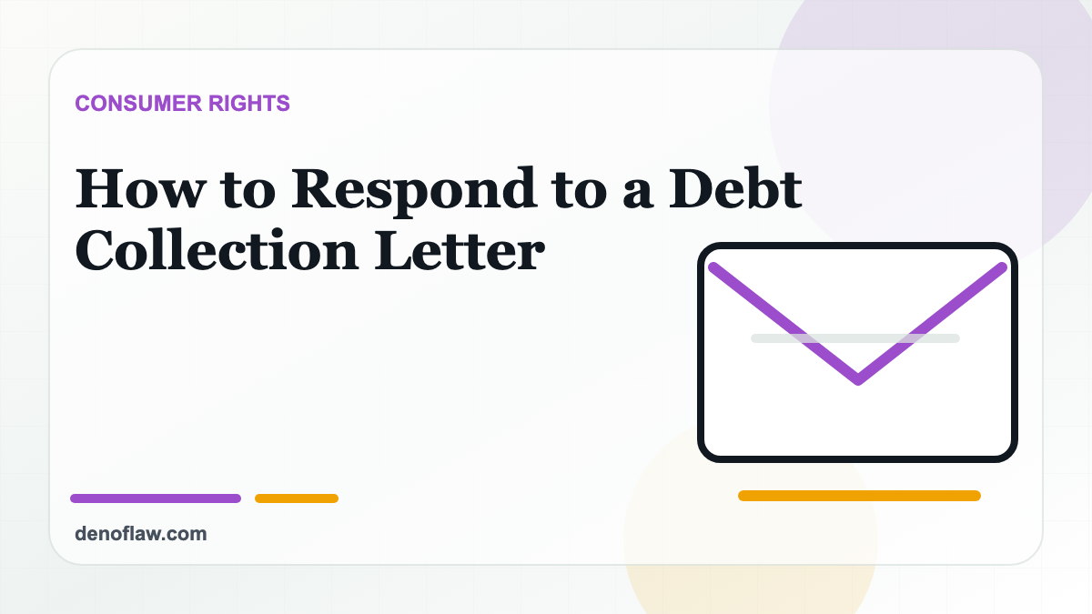 Envelope and letter illustration for responding to a debt collection notice.