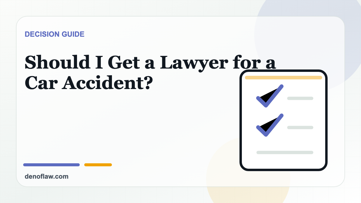 Checklist illustration for deciding whether to get a lawyer after a car accident.
