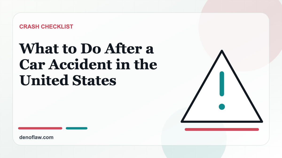 Warning sign illustration for a car accident checklist guide.